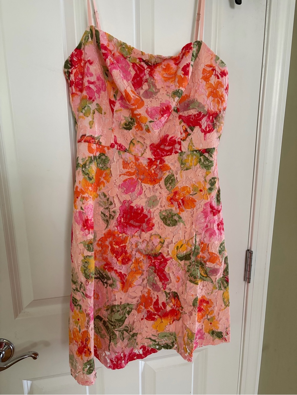 David's Bridal Peach Floral Dress